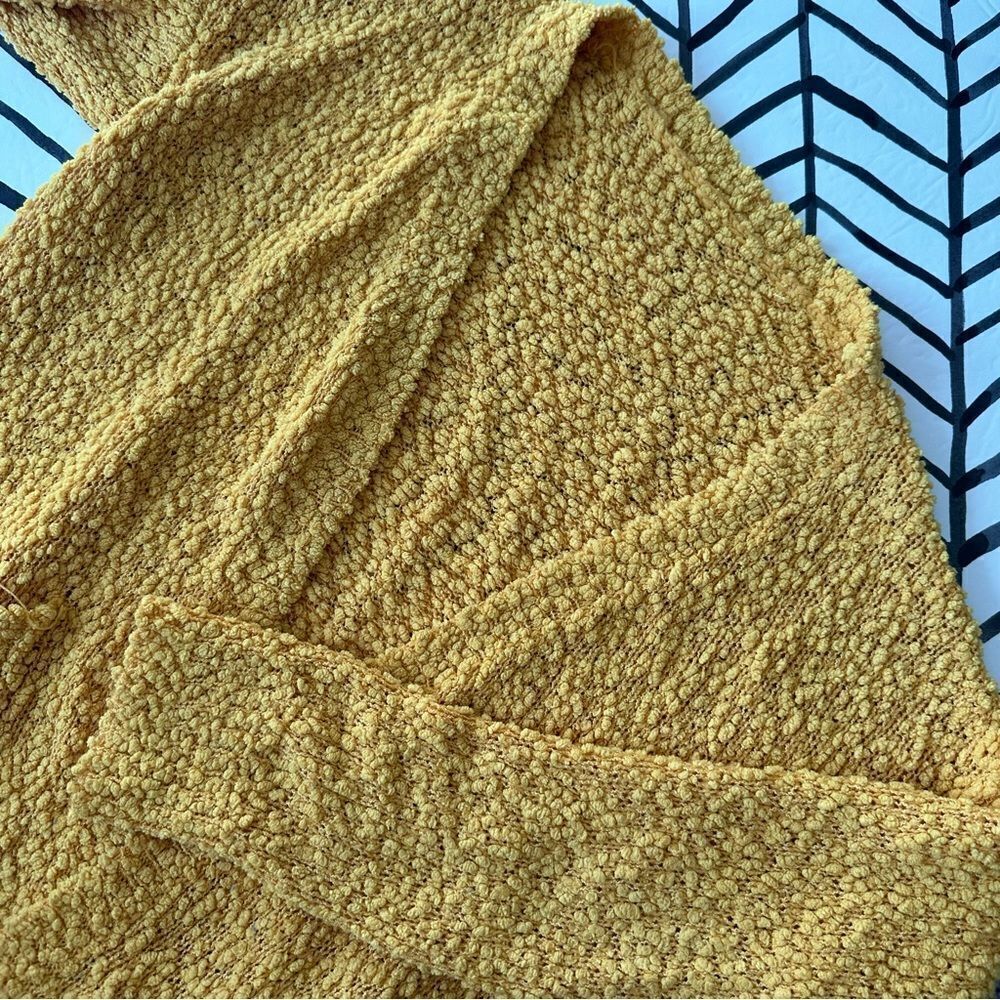 SHEIN Textured Knit Yellow Longline Long Sleeve Cardigan